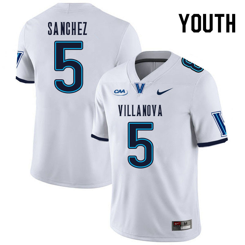 Youth #5 Jaylan Sanchez Villanova Wildcats College Football Jerseys Stitched Sale-White